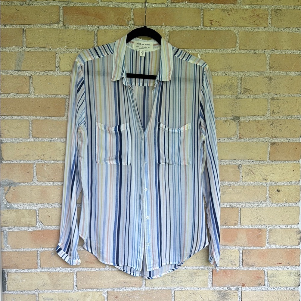 Anthropologie Cloth & Stone Striped Button-Up Shirt